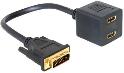 Адаптер Delock DVI-D - 2x HDMI 20 cm Black (4043619650699)