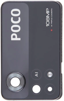Стекло камеры Xiaomi Poco X4 Pro с рамкой черного цвета High Copy