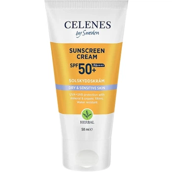 Средство от загара Celenes Sunscreen Cream SPF50+ Dry & Sensitive Солнцезащитный крем для сухой и чувствительной кожи 50 мл (7350104249649)