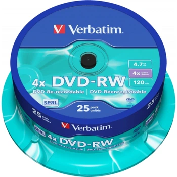 Диск DVD Verbatim 4.7Gb 4x CakeBox 25 шт silver (43639)