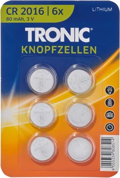 Батарейка Tronic літієва CR2016 блістер 6 шт (PS-202510)
