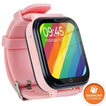 Дитячий GPS годинник-телефон JETIX DF100 Pro Kids з функцією 4G відеодзвінка (Pink) та захисною плівкою