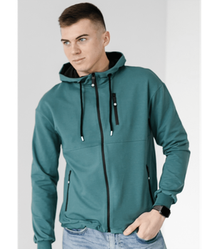 Кофта на молнии с капюшоном - HECTOR - 17317 - XL - Бирюзовый
