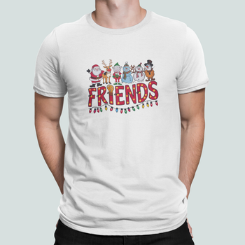 Мужская Новогодняя футболка Stedman с принтом Friends друзья Новый год Белый XXL
