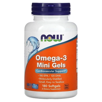 Жирные кислоты NOW Omega-3 Mini Gels, 180 капсул