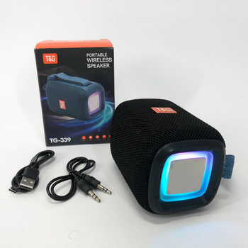 Портативная Bluetooth колонка TG339 5W с RGB подсветкой, Аккумуляторная колонка для музыки Цвет: черный
