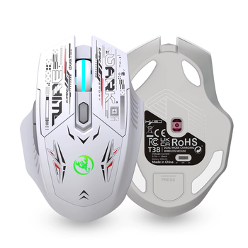 Мышь беспроводная, бесшумная HYSJ Т38 с аккумулятором и подсветкой 2,4G+Bluetooth White