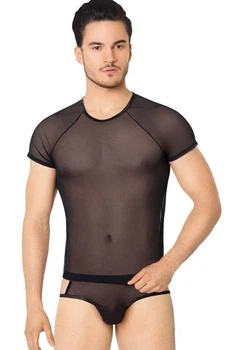 Прозрачный комплект Softline Shirt and Shorts 4607 (футболка, трусы) Черный XL