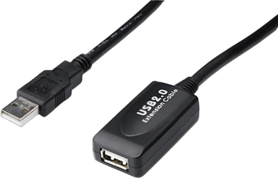 Kabel Digitus USB 2.0 wtyczka USB A do gniazdo A 15 m Black (4016032306450)