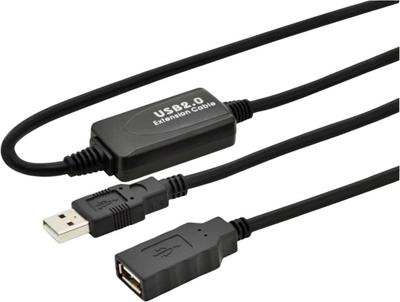 Kabel Digitus USB 2.0 wtyczka USB A do gniazdo A 15 m Black (4016032306450)