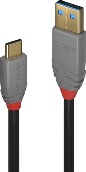 Кабель Lindy Anthra Line 24 pin USB-C to USB Type A 1 м Grey (4002888369114)