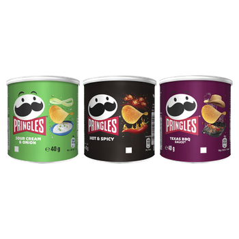 Набор Чипсы Pringles Mini Sour Cream & Onion 40g + Mini Hot & Spicy + Mini Texas BBQ