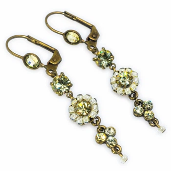 Сережки-підвіски Michal Negrin "Золота елегантність" із кристалами Swarovski