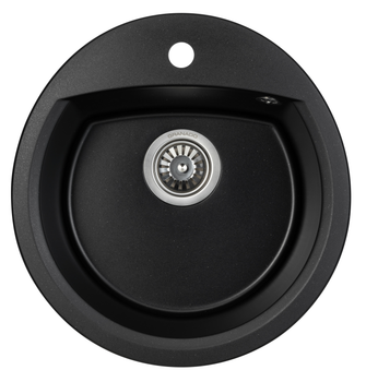 Кухонная мойка гранит GRANADO Ronda Black Shine (2201) + сифон одинарный для кухонной мойки Nova