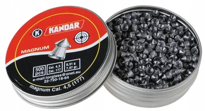 Пульки, кулі для воздушки Kandar Magnum 500 штук. 4,5мм Польща