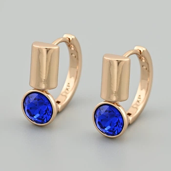 Сережки з кристалами Swarovski Жозефіна 49213 розмір 16х8 мм колір сапфір вага 4.7 г позолота 18К