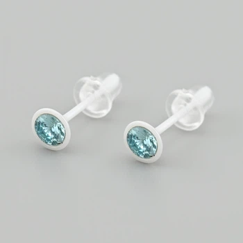 Серьги гвоздики с кристаллами Swarovski 49230 размер 5х5 мм цвет бирюзовый белая керамика вес 0.5 г