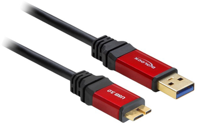 Kabel Delock USB 3.0 Type-A male to USB 3.0 Type Micro-B male 2m Premium Black/Red (4043619827619)