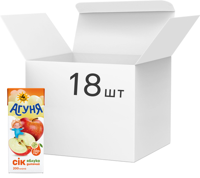 Упаковка соку Агуня Яблучний 200 мл х 18 шт (4823063125994)