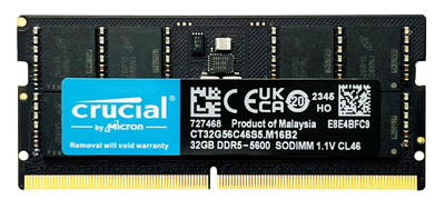 Оперативная память Crucial SODIMM DDR5 32Gb DDR5-5600 1.1V CL46 CT32G56C46S5.M16B2