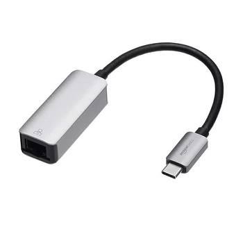 Адаптер Amazon Basics с USB Type-C для Gigabit Ethernet (внешняя сетевая карта) серый