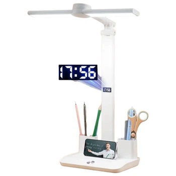 Настільна LED лампа VHG JN-108А аккумуляторна з годинником 6W 800lm 3000-6000K, White
