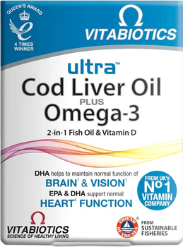 Дієтична добавка Vitabiotics Ultra Cod Liver Oil Plus Omega-3 60 капсул (5021265222551)