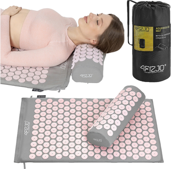 Килимок акупунктурний з валиком 4FIZJO Classic Mat Аплікатор Кузнєцова Grey/Pink (P-5907739313287)