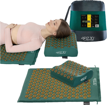 Килимок акупунктурний з подушкою 4FIZJO Ergo Mat Аплікатор Кузнєцова Navy Green/Gold (P-5907739315076)