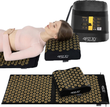 Килимок акупунктурний з подушкою 4FIZJO Ergo Mat XL Аплікатор Кузнєцова Black/Gold (P-5907739313843)