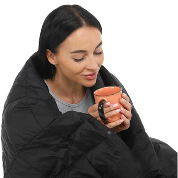 Одеяло мультифункциональное 3в1 с чехлом CAMPING MULTIFUNCTIONAL PUFFY BLANKET 4Monster 450 г 175x140 см Нейлон Утиный пух черный C-PBF-140