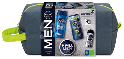 Zestaw Nivea Szampon do włosów dla mężczyzn Strong Power 250 ml + Żel pod prysznic Men Energy 500 ml + Dezodorant w kulce Black & White 50 ml (8412300050807)