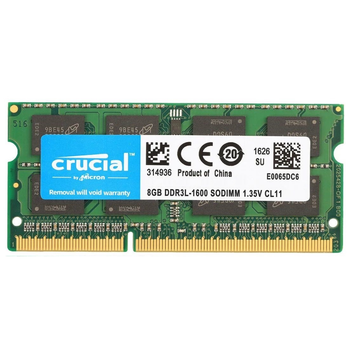 Модуль пам'яті SO-DIMM DDR3L 8GB/1600 Crucial (CT102464BF160B.C16FPD) ( Зелений )