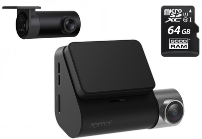 Автомобільний відеореєстратор 70Mai A500S Smart Dash Cam PRO PLUS+ кастомна прошивка + RC11 задня камера для запису і MicroSD 64Gb