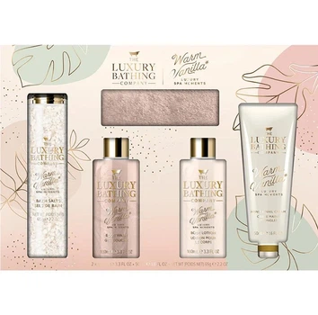Набір подарунковий The luxury bathing Ultimate Indulgence Warm Vanilla для догляду за руками і тілом гель для душу/лосьйон/крем для рук і нігтів/ сіль для ванни