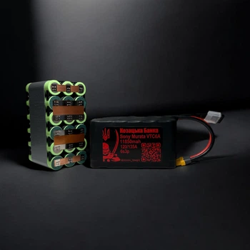Акумулятор для FPV (ФПВ) дрону 6s3p Li-Ion Sony Murata VTC6A, 11850mAh