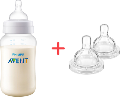 Набір Philips AVENT Пляшечка для годування Анти-колік 260 мл + Соска силіконова 2 шт (SCY106/01_SCY764/02)