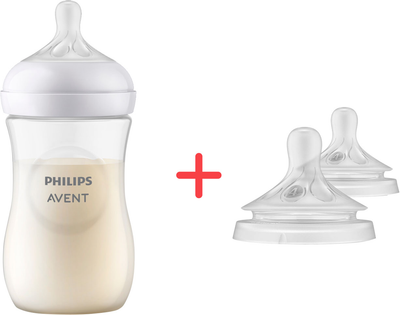 Набір Philips AVENT Natural Пляшечка для годування Природний потік 260 мл + Соска силіконова 2 шт (SCY903/01_SCY964/02)