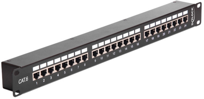 Panel krosowy Delock 19" 1U 24 port Cat.6 Black (4043619432950)