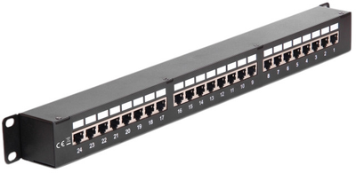 Panel krosowy Delock 19" 1U 24 port Cat.6 Black (4043619432950)