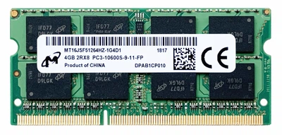 Оперативная память Micron SODIMM DDR3 4Gb 2Rx8 1333Mhz PC3-10600S-9-11-FP MT16JSF51264HZ-1G4D1