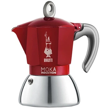 Кофеварка гейзерная для плиты алюминий индукция 6 чашек Bialetti красный