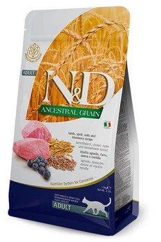 Сухой низкозерновой корм для взрослых кошек Farmina N&D Low Grain Cat Lamb & Blueberry Adult с ягненком и черникой 1.5 кг (156433)