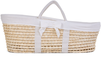 Колыбель Childhome Moses Basket Natural + Jersey Cover Off White из натурального кукурузного волокна Белая (MBCCJOW)