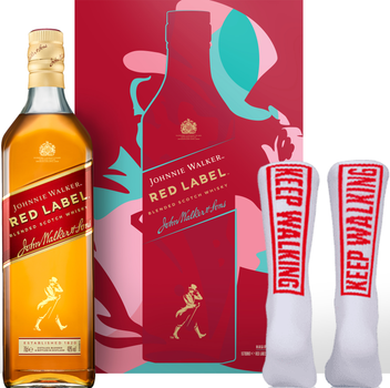 Набір Віскі Johnnie Walker Red label 0.7 л 40% в подарунковій упаковці + стильні шкарпетки (4820178651349)