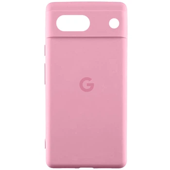 Чехол панель силиконовый Premium Silicone Case Full Camera with Logo для Google Pixel 7a Розовый / Light pink