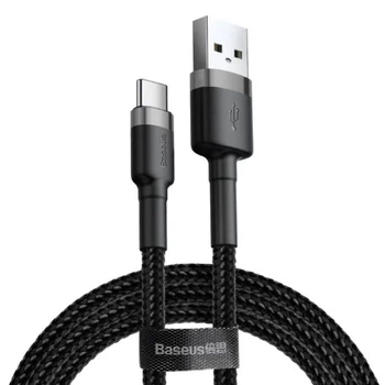 Кабель Baseus Cafule Cable USB для Type-C 3A 0.5m Gray+Black (CATKLF-AG1)