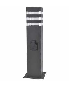 Вуличний світильник стовпчик з розеткою Goldlux 327970 Teksas E27 1x20W IP44 Gr (094432)