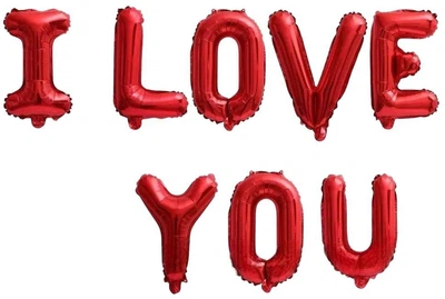 Фольгована гірлянда-надпис 'I LOVE YOU', червона, 16'' (40 см/літера)