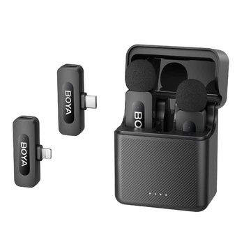 Петличный микрофон BOYA BY-V3 COMBO (Lightning+Type C) с зарядным кейсом для iPhone и Android беспроводной, петличка для телефона (50040)